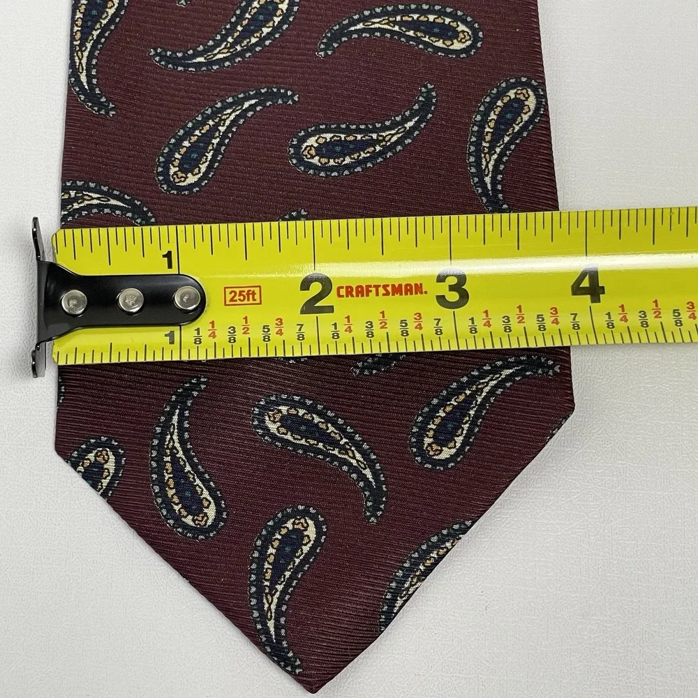 Robert Talbott Silk Tie Burgundy Red Maroon Paisley Hand Sewn USA